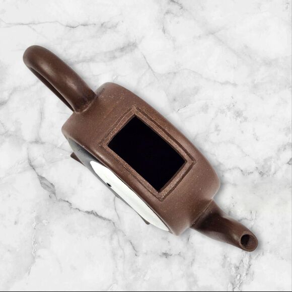 Yin Yang Brown Ceramic Decorative Teapot Figurine Black & White Tao Symbol 7.5" - Picture 6 of 11